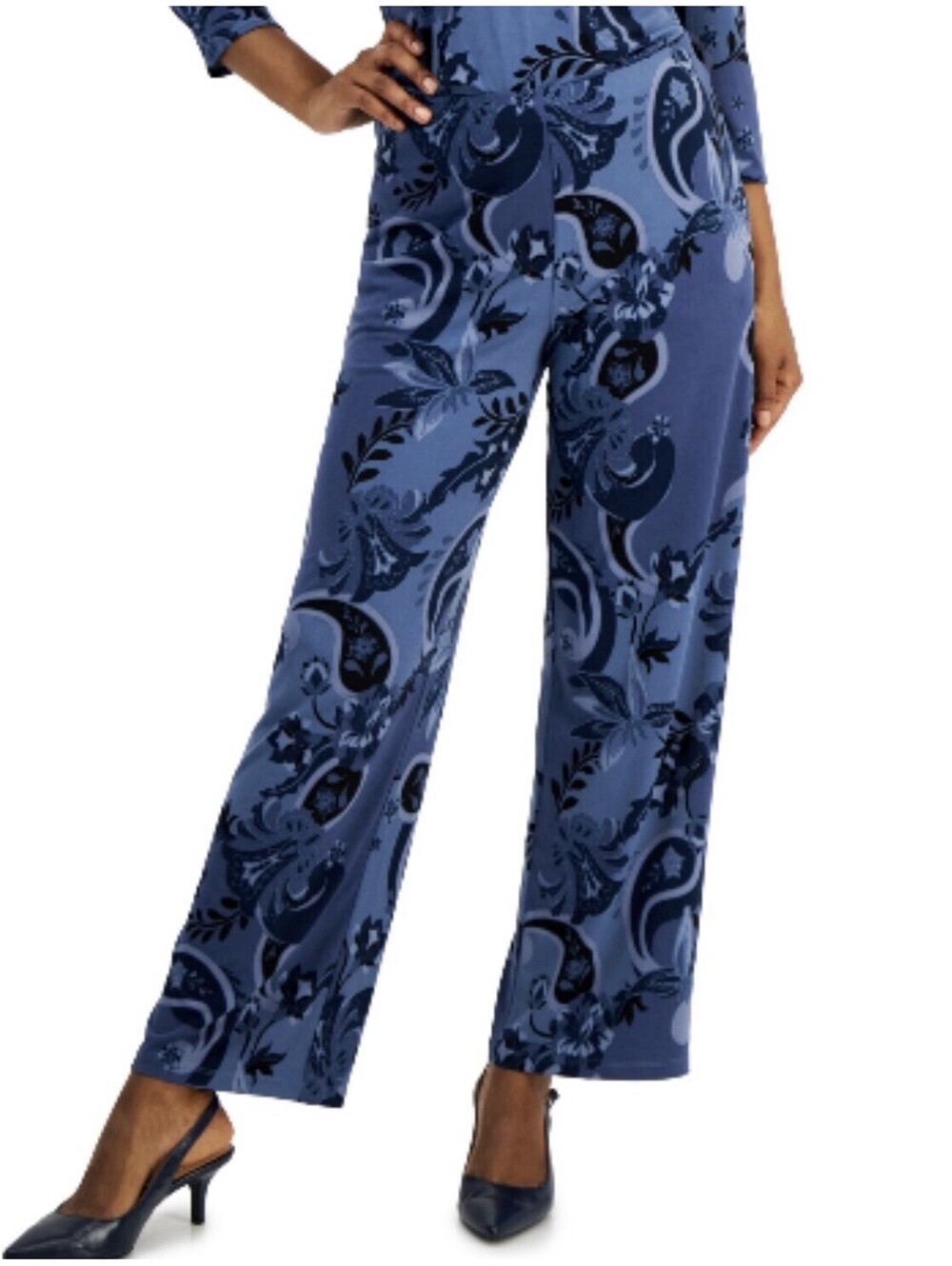 Jm Collection Womens Intrepid Blue Garden  Pants Size L